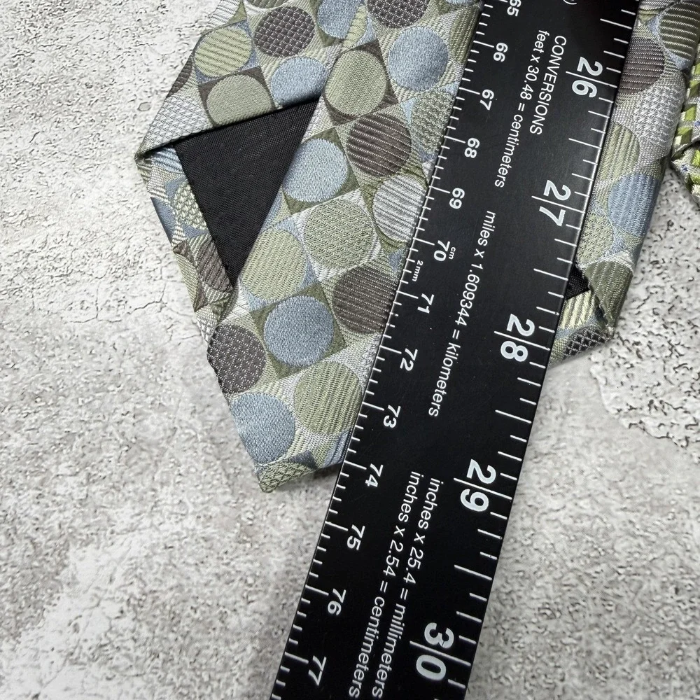Geoffrey Beene Tie Set‎ Mens One Size Green Geometric Silk Made In China Necktie